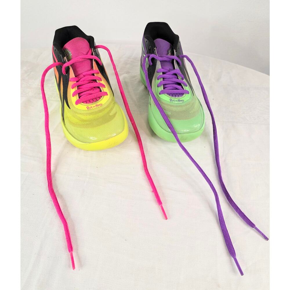 Rick & Morty PUMA MELO Basketball Shoes US Size 5.5 Neon Multi Color RARE Soles